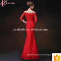 Red Lace Off-Schulter Meerjungfrau Chiffon Guangzhou Abendkleid